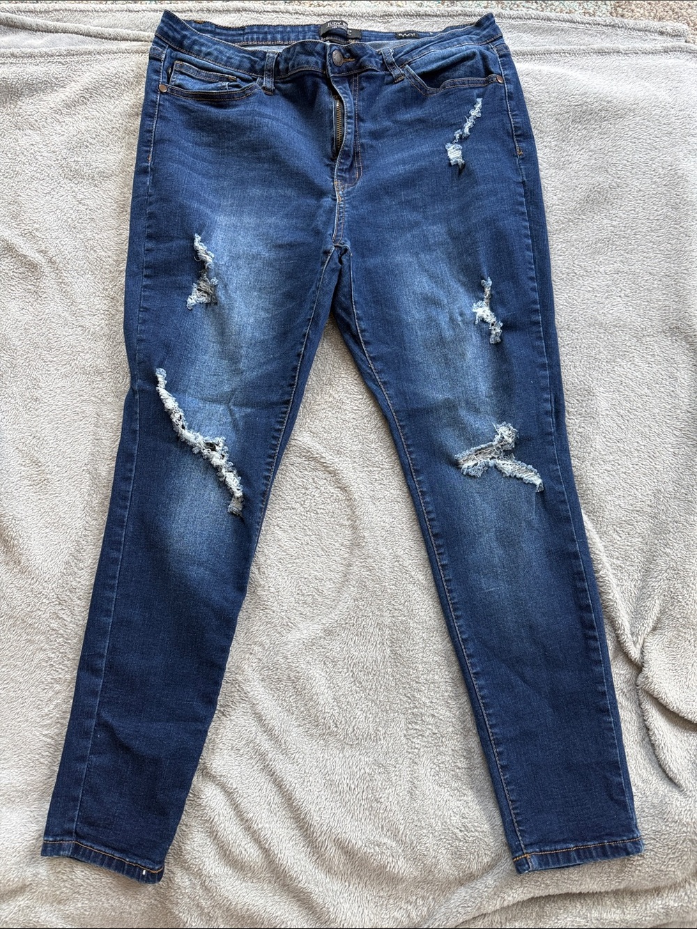 Judy Blue Dark Blue Distressed Skinny Jeans Size 1XL